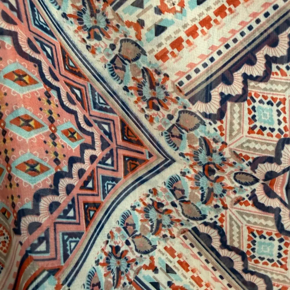 Crosstree Lane Pink Blue Geometric Pattern Wrap Scarf No Size NWT 90s Cape